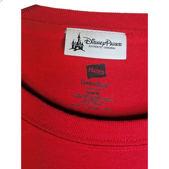 Disney Parks Authentic Apparel Epcot T-Shirt Long Sleeves Red Size Medium - Picture 3 of 4